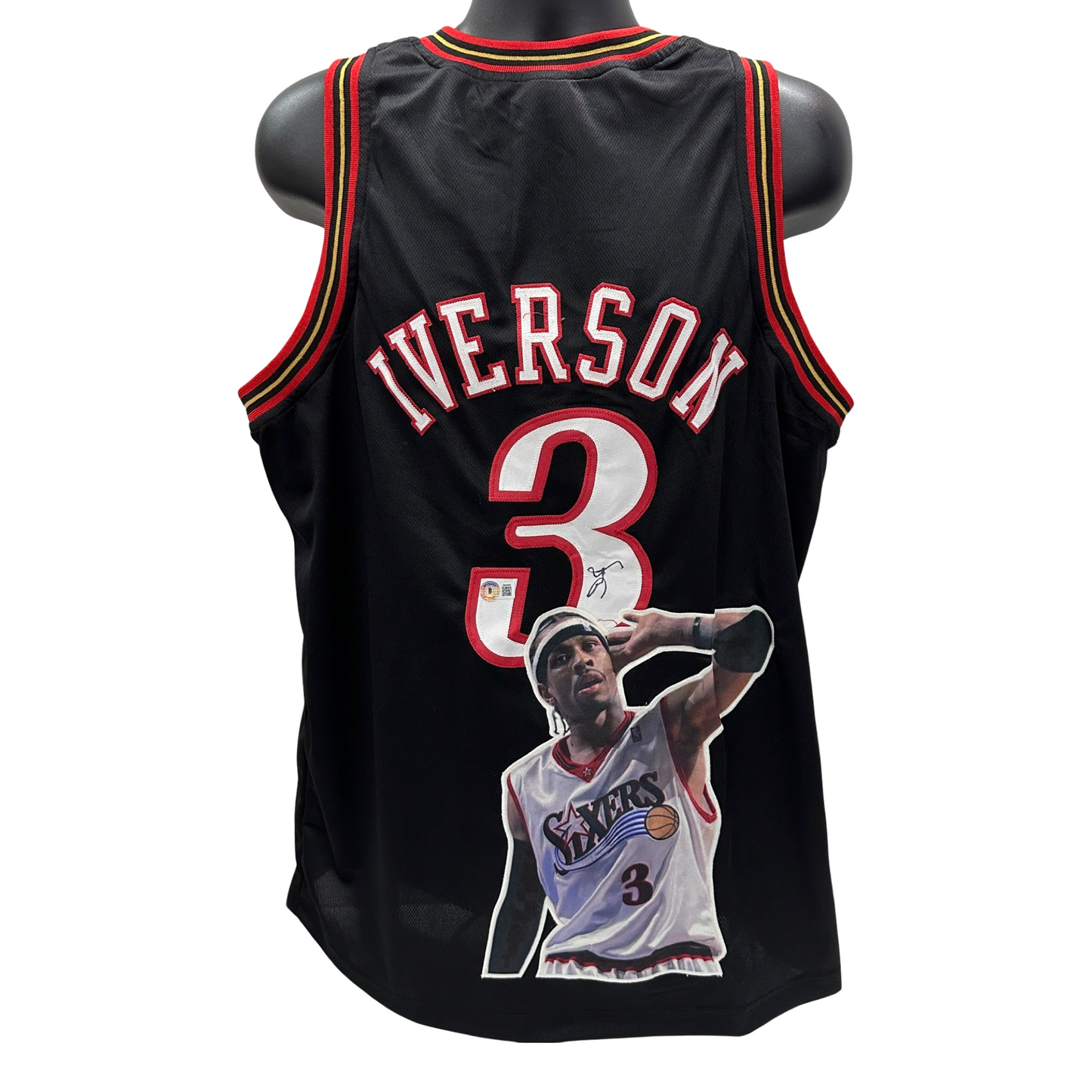 Allen Iverson Autographed Philadelphia 76’ers Black Art Jersey Beckett