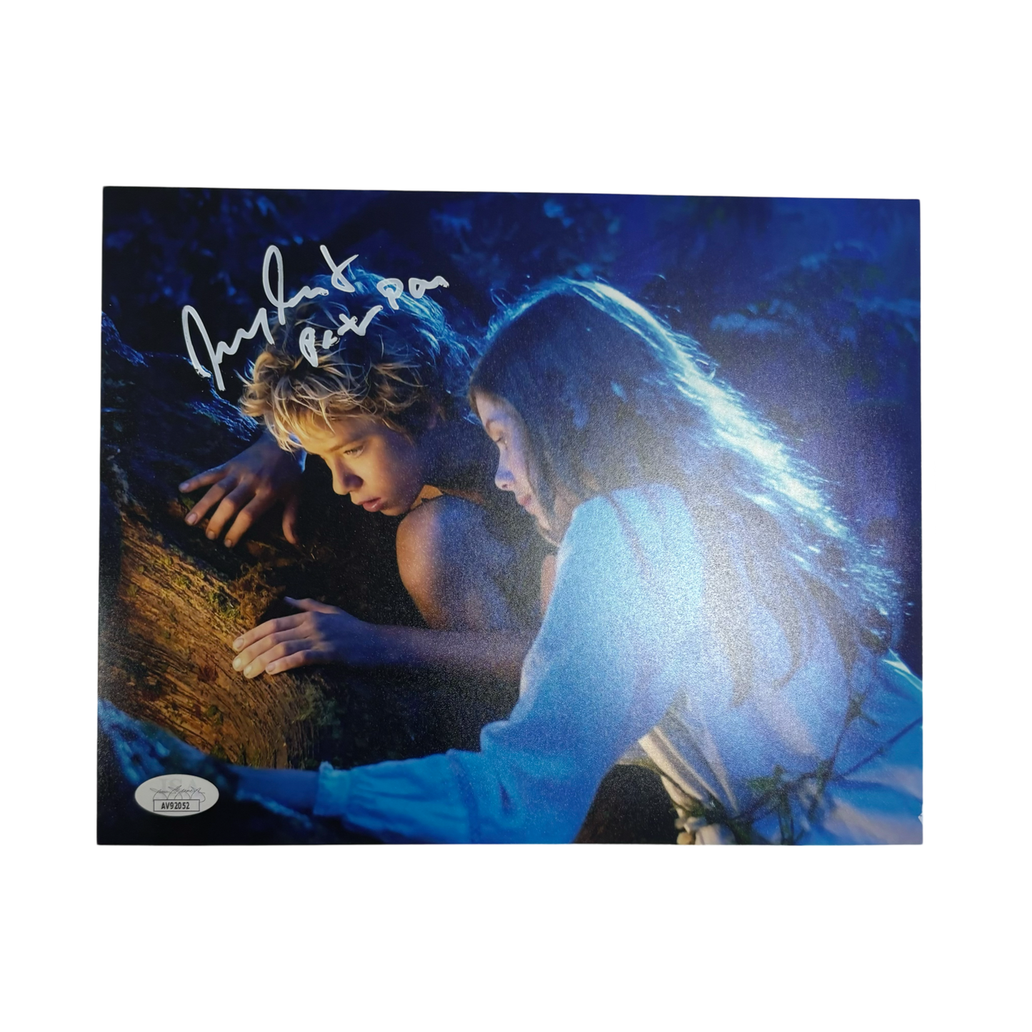 Jeremy Sumpter Autographed Peter Pan w/ Wendy On a Log 8x10 “Peter Pan” Inscription JSA