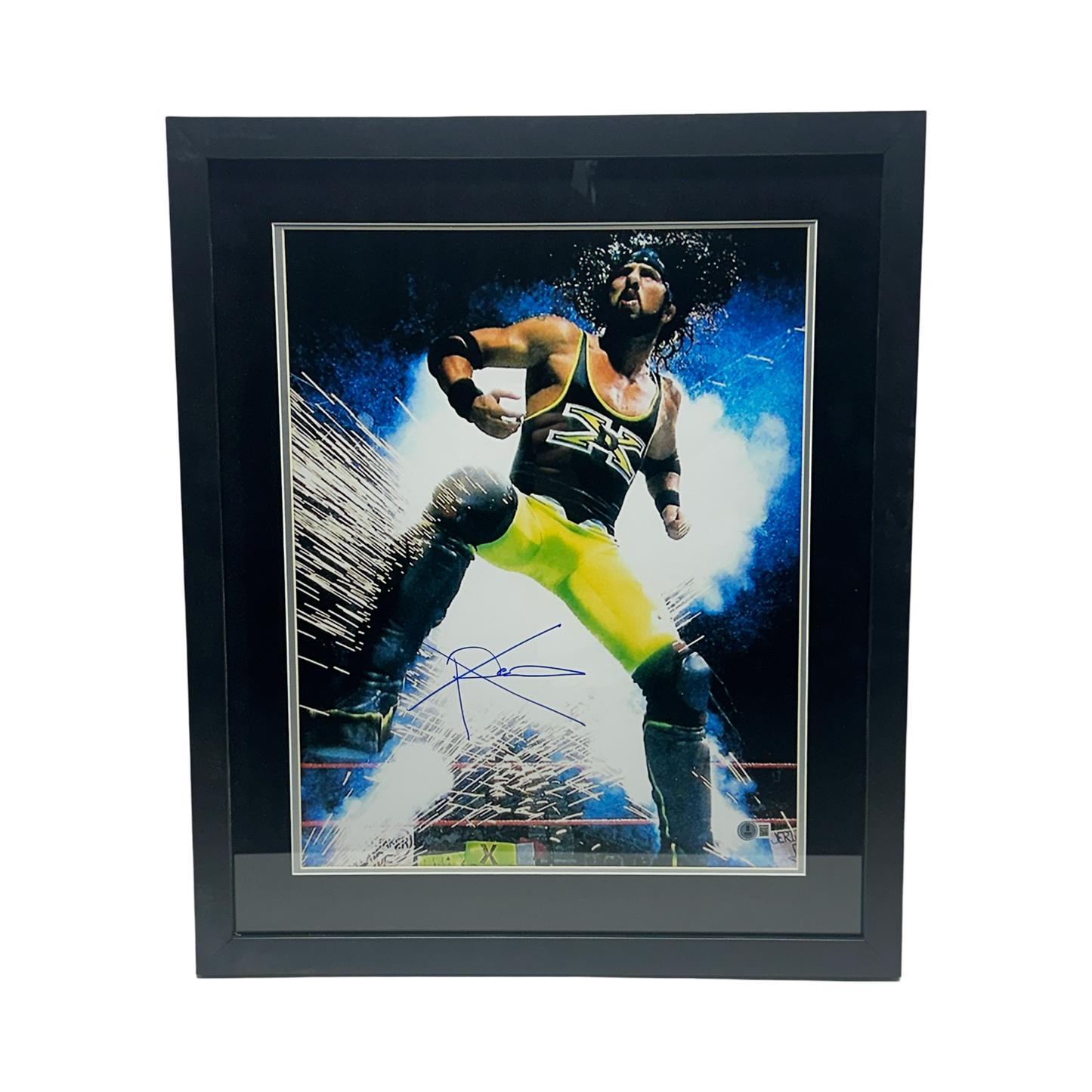X-Pac Autographed WWE Background Explosion Vertical 16x20 Beckett - Framed