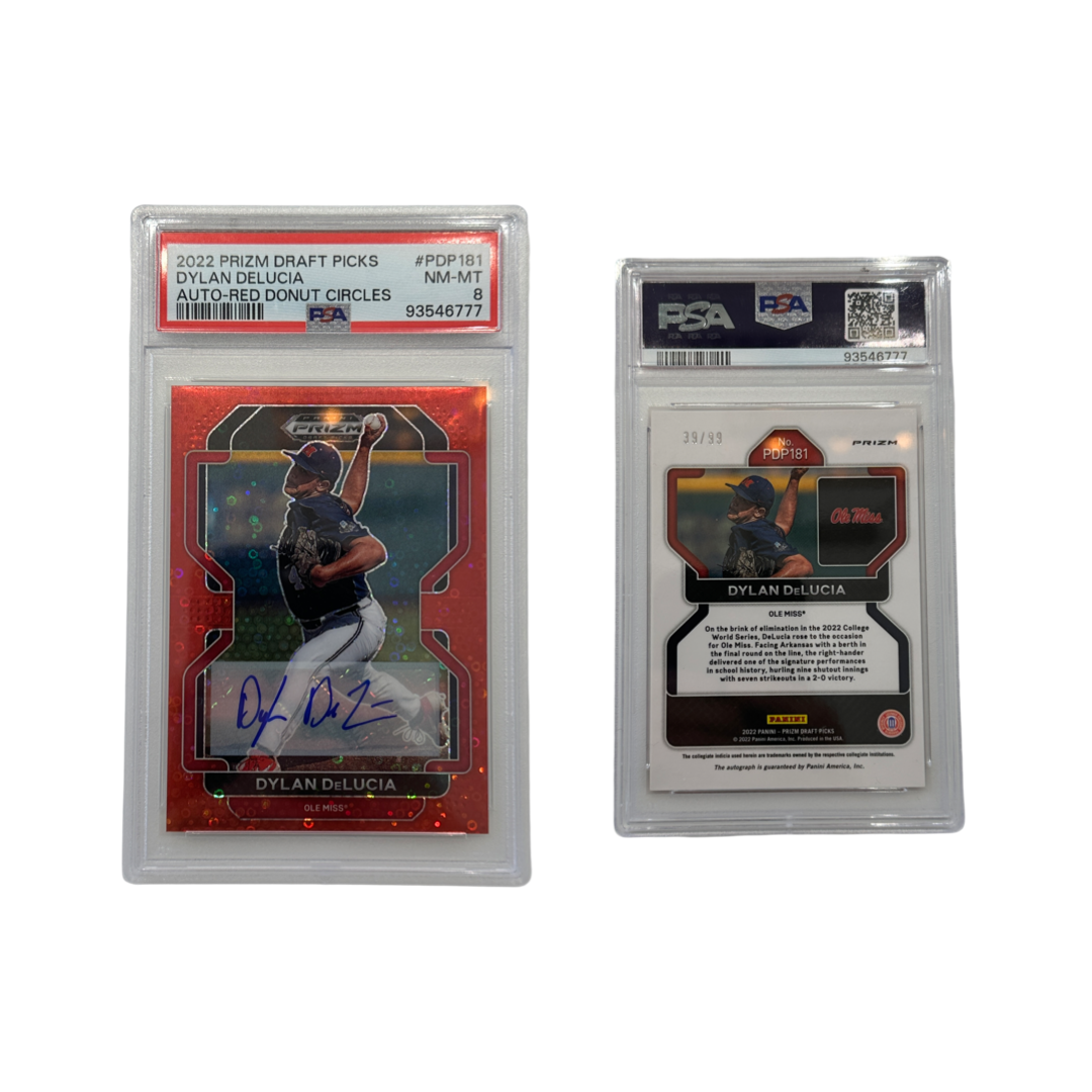 2022 Dylan DeLucia Autographed Panini Prizm Draft Picks Red #PDP181 PSA NM-MT 8