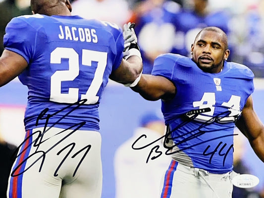 Ahmad Bradshaw & Brandon Jacobs Autographed High Five 8x10 JSA