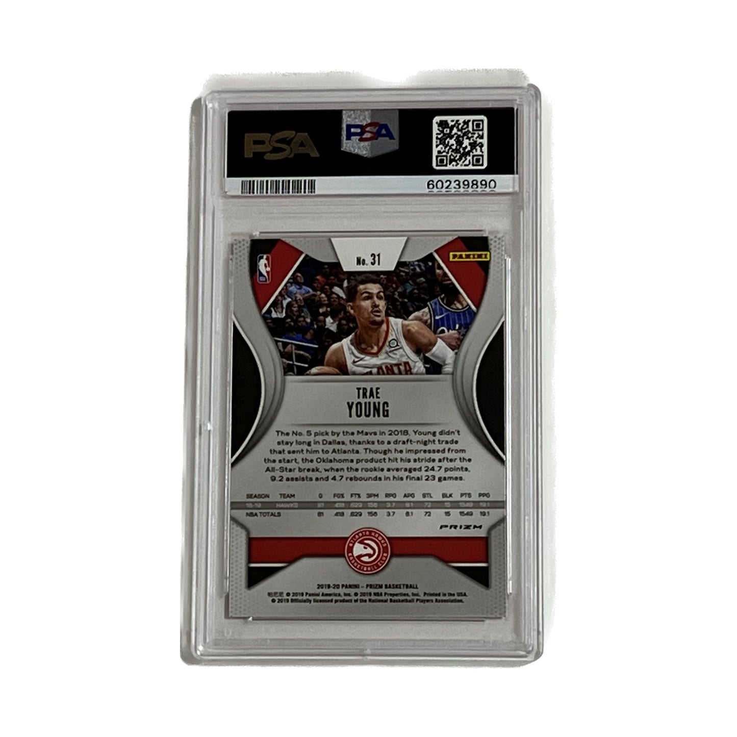 Trae Young 2019 Panini Prizm Pink Ice PSA 8