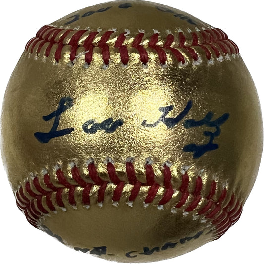 Lou Holtz Autographed Gold OMLB “88 Nat. Champs/2008 CHOF” Beckett