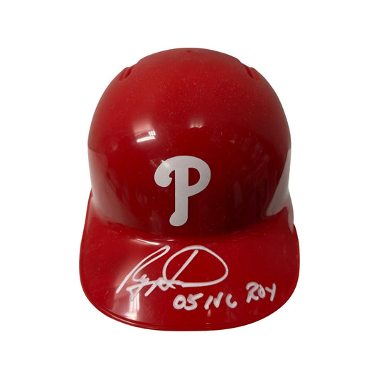 Ryan Howard Autographed Philadelphia Phillies Mini Helmet “05 NL ROY” Inscription Steiner CX