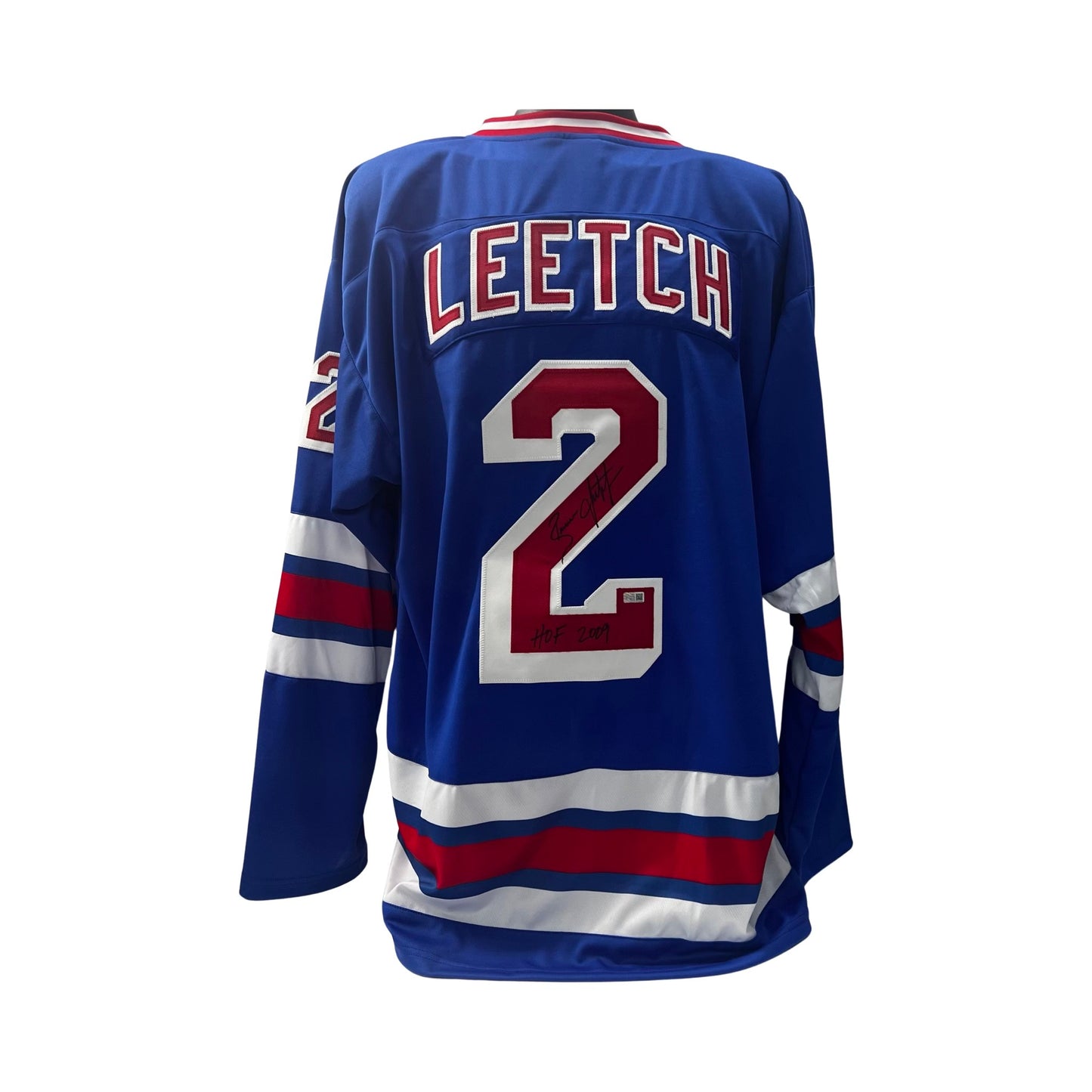 Brian Leetch Autographed New York Rangers Blue Jersey “HOF 2009” Inscription Steiner CX