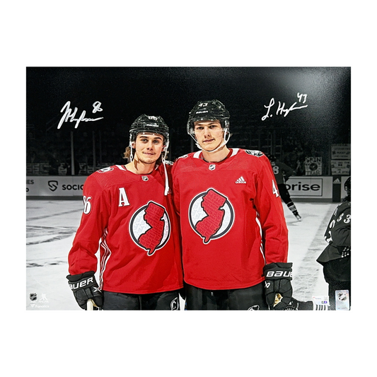Jack & Luke Hughes Autographed New Jersey Devils 16x20 Fanatics