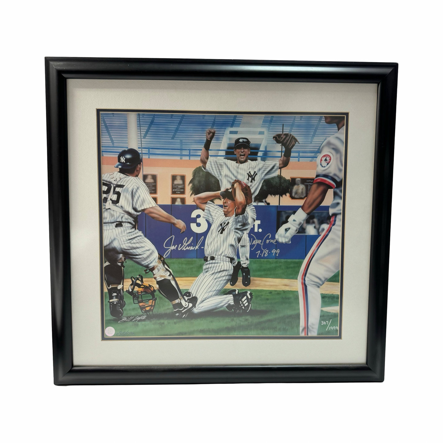 David Cone & Joe Girardi Autographed New York Yankees Framed 17x18 William Lopa Art LE 367/1999 All American Collectibles COA
