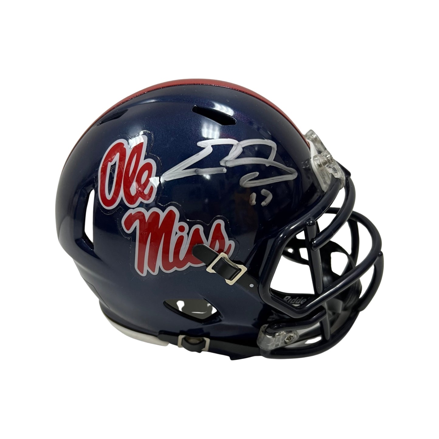 Evan Engram Autographed Ole Miss Rebels Mini Helmet JSA