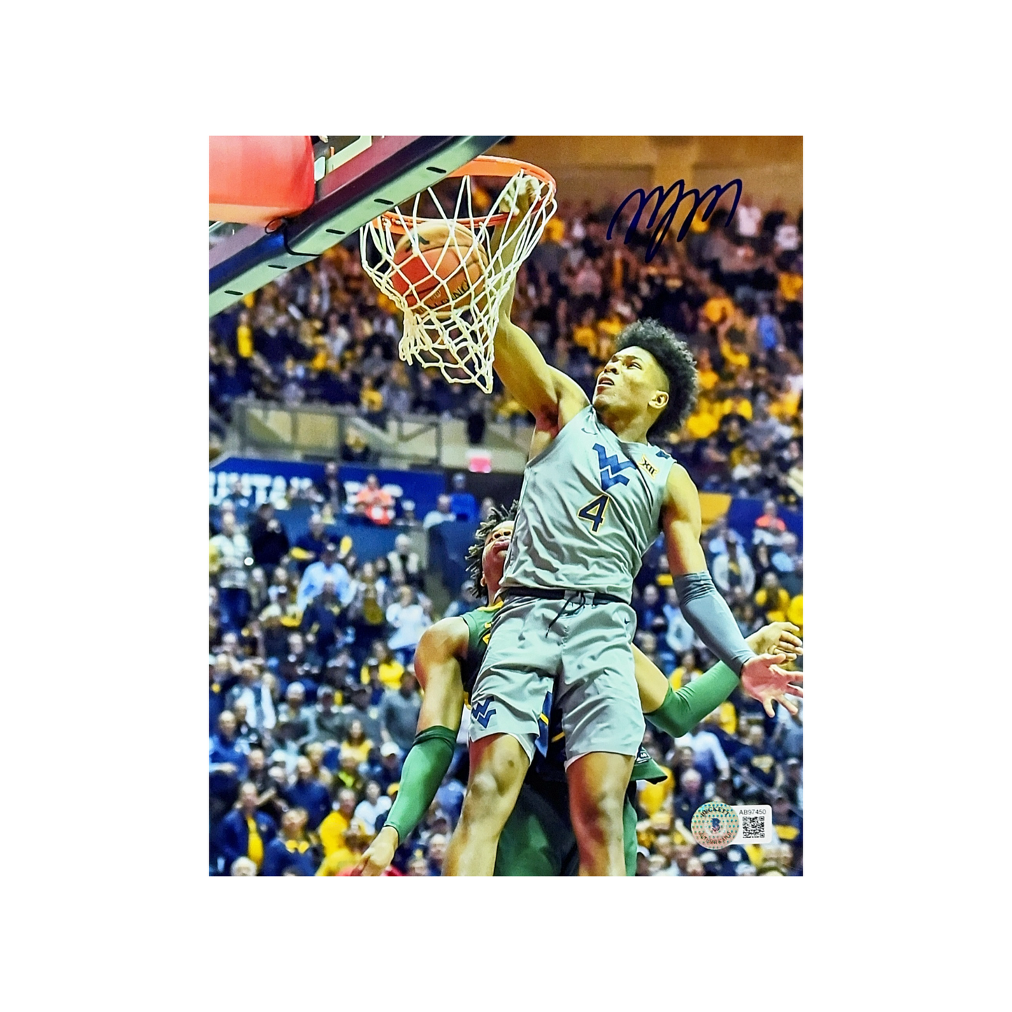Miles “Deuce” McBride Autographed West Virginia Mountaineers Dunk 8x10 Beckett