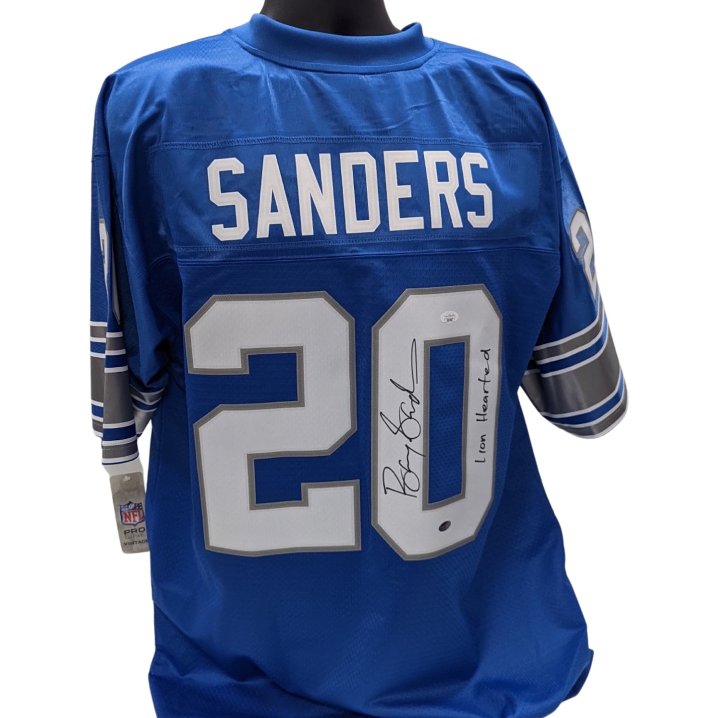 Barry Sanders Autographed Detroit Lions Proline Jersey “Lion Hearted” Inscription JSA