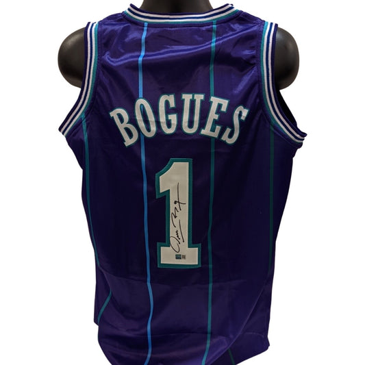 Muggsy Bogues Autographed Charlotte Hornets Purple Jersey Steiner CX