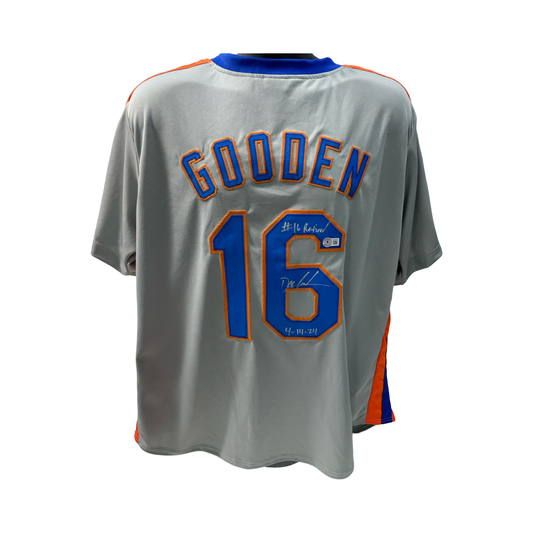 Doc Gooden Autographed New York Mets Grey Jersey "#16 Retired 4-14-24" Inscription Beckett