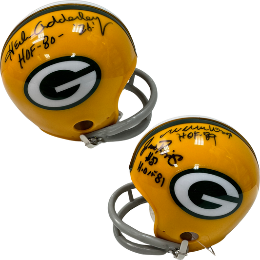 Herb Adderley, Jim Ringo & Willie Wood Autographed Green Bay Packers Mini Helmet “HOF 80, HOF 81, HOF 89” Inscriptions JSA