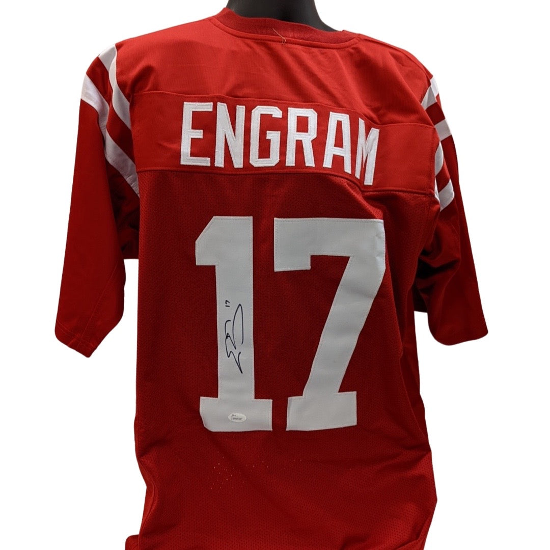 Evan Engram Autographed Ole Miss Rebels Red Jersey JSA