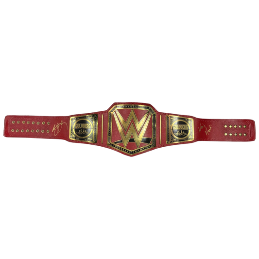 Bill Goldberg Autographed WWE Red Championship Belt Replica “Who’s Next” Inscription PSA
