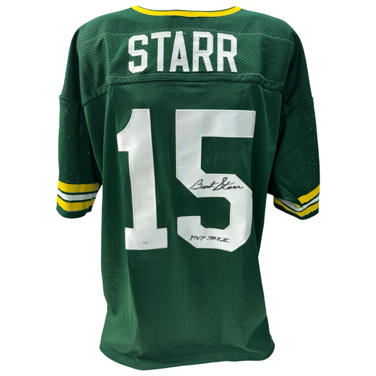 Bart Starr Autographed Green Bay Packers Authentic Jersey “MVP SB I, II” Inscription JSA