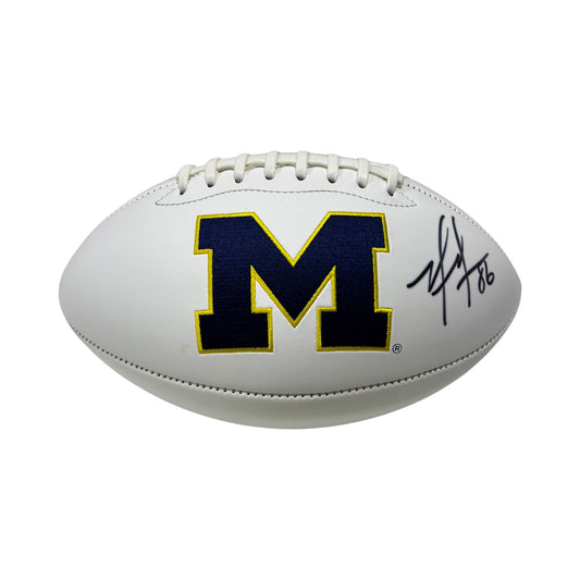 Mario Manningham Autographed Michigan Wolverines White Panel Football Steiner CX