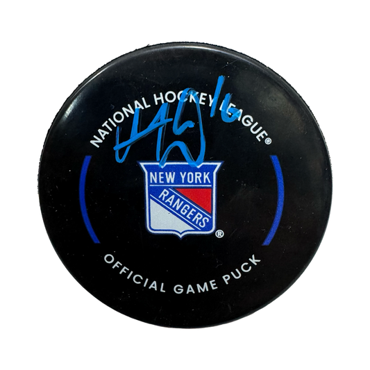Vincent Trocheck Autographed New York Rangers Official Game Puck Blue Ink Beckett