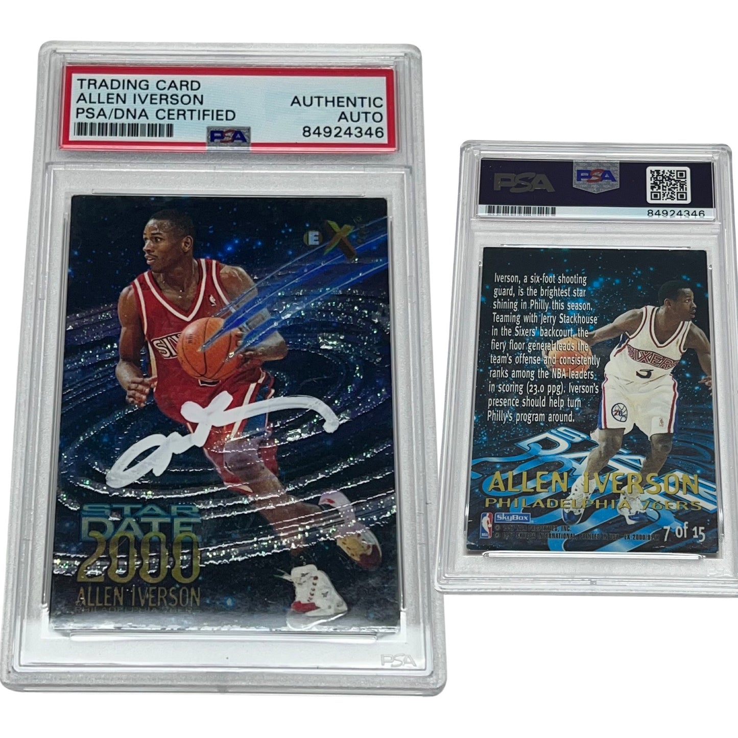 1996 Allen Iverson Skybox E-X2000 Star Date 2000 Rookie /15 Autographed PSA Auto Authentic