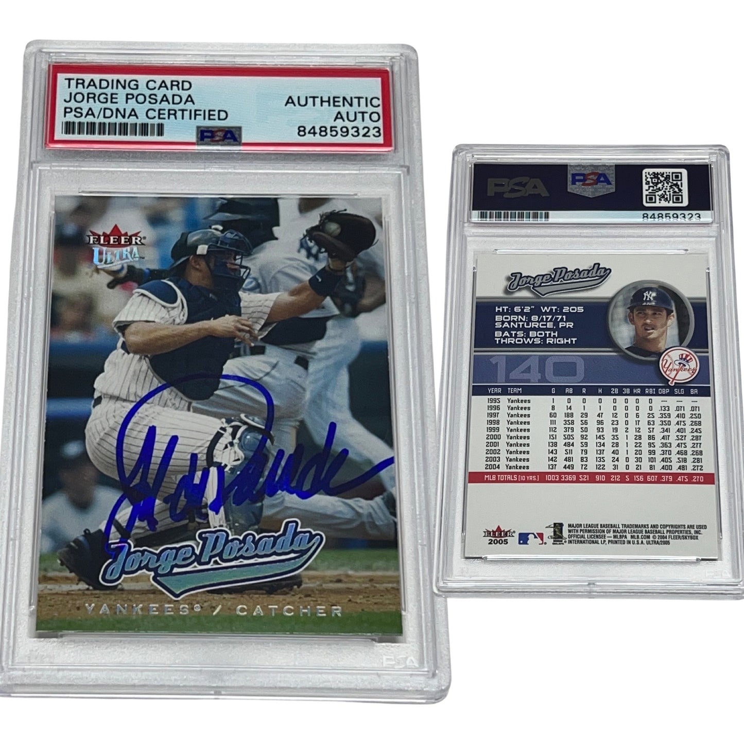 2005 Jorge Posada Fleer Ultra #140 Autographed PSA Auto Authentic