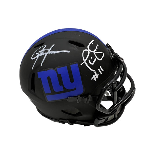 Lawrence Taylor & Phil Simms Autographed New York Giants Eclipse Mini Helmet JSA