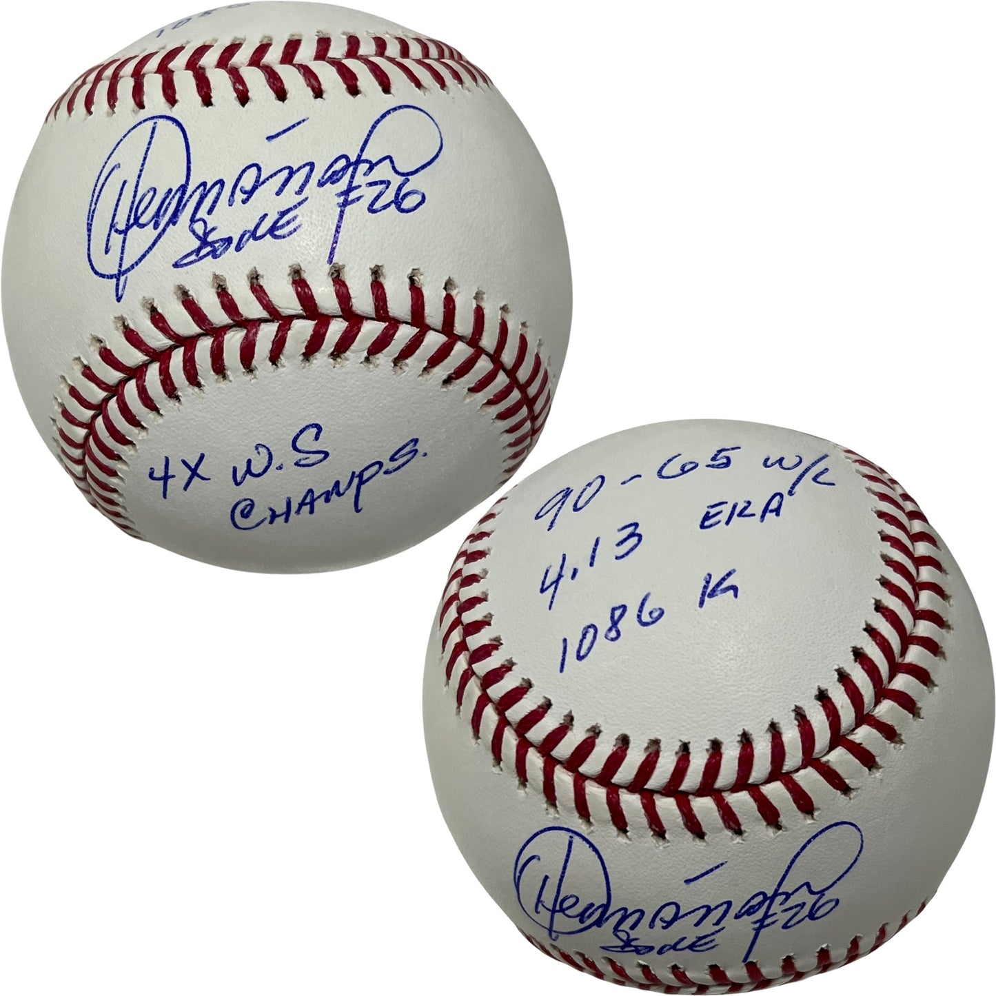 Orlando “El Duque” Hernandez Autographed OMLB “4x WS Champs, 90-65 W/L, 4.13 ERA, 1086 K” Inscriptions Steiner CX