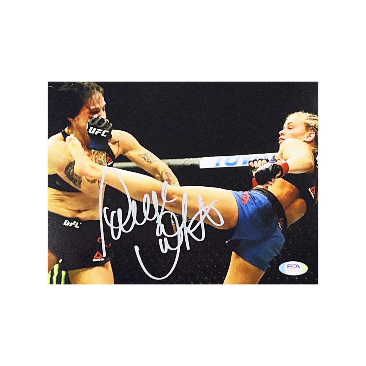 Paige VanZandt Autographed UFC Kick 8x10 PSA