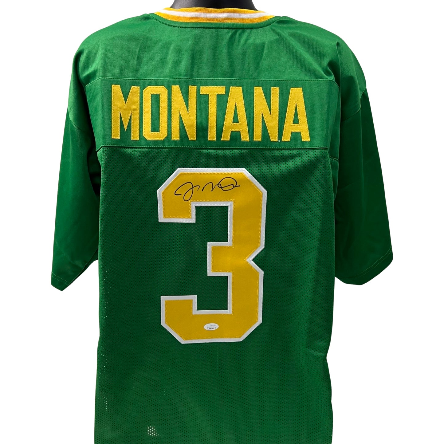 Joe Montana Autographed Notre Dame Fighting Irish Green Jersey JSA