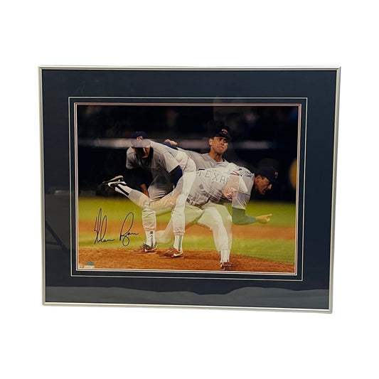 Nolan Ryan Autographed Texas Rangers Triple Exposure Framed 16x20 Mounted Memories