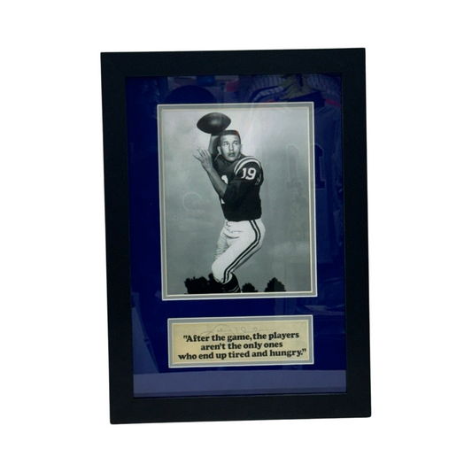 Johnny Unitas Autographed Baltimore Colts Framed Cut 11x16.5 JSA