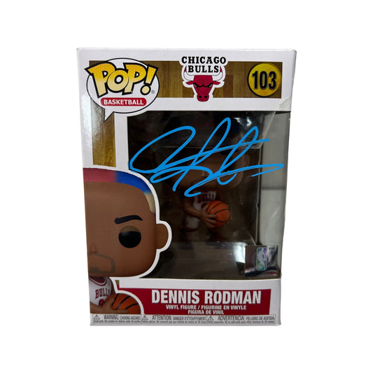 Dennis Rodman Autographed Chicago Bulls Funko Pop Blue Ink Beckett