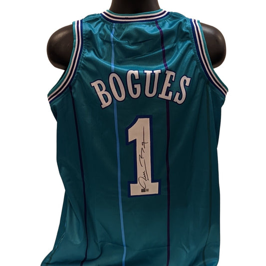 Muggsy Bogues Autographed Charlotte Hornets Teal Jersey Steiner CX