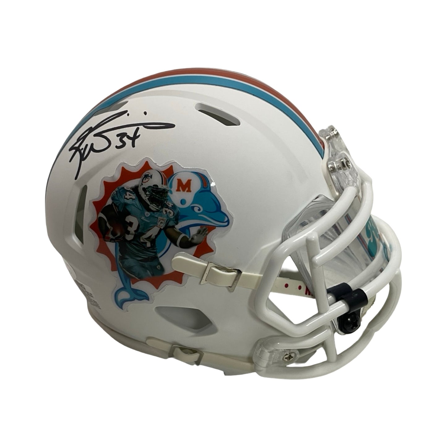 Ricky Williams Autographed Miami Dolphins White Custom Mini Helmet JSA