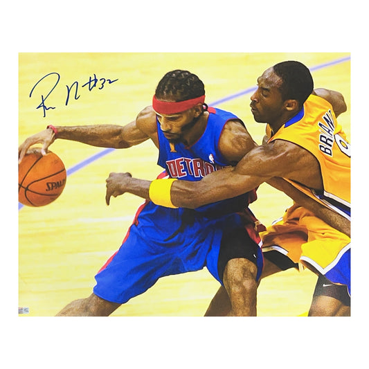 Rip Hamilton Autographed Detroit Pistons w/ Kobe Blue Jersey 16x20 Steiner CX