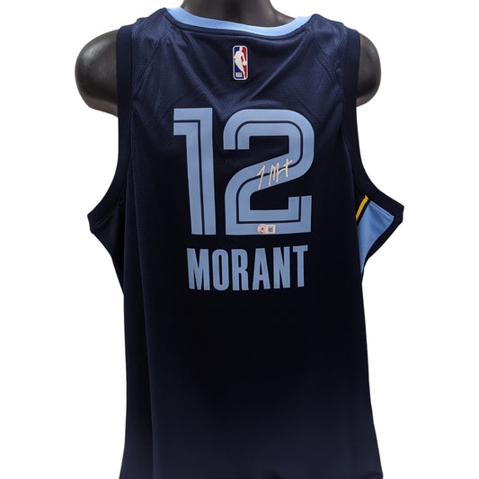 Ja Morant Autographed Memphis Grizzlies Nike Navy Jersey Beckett