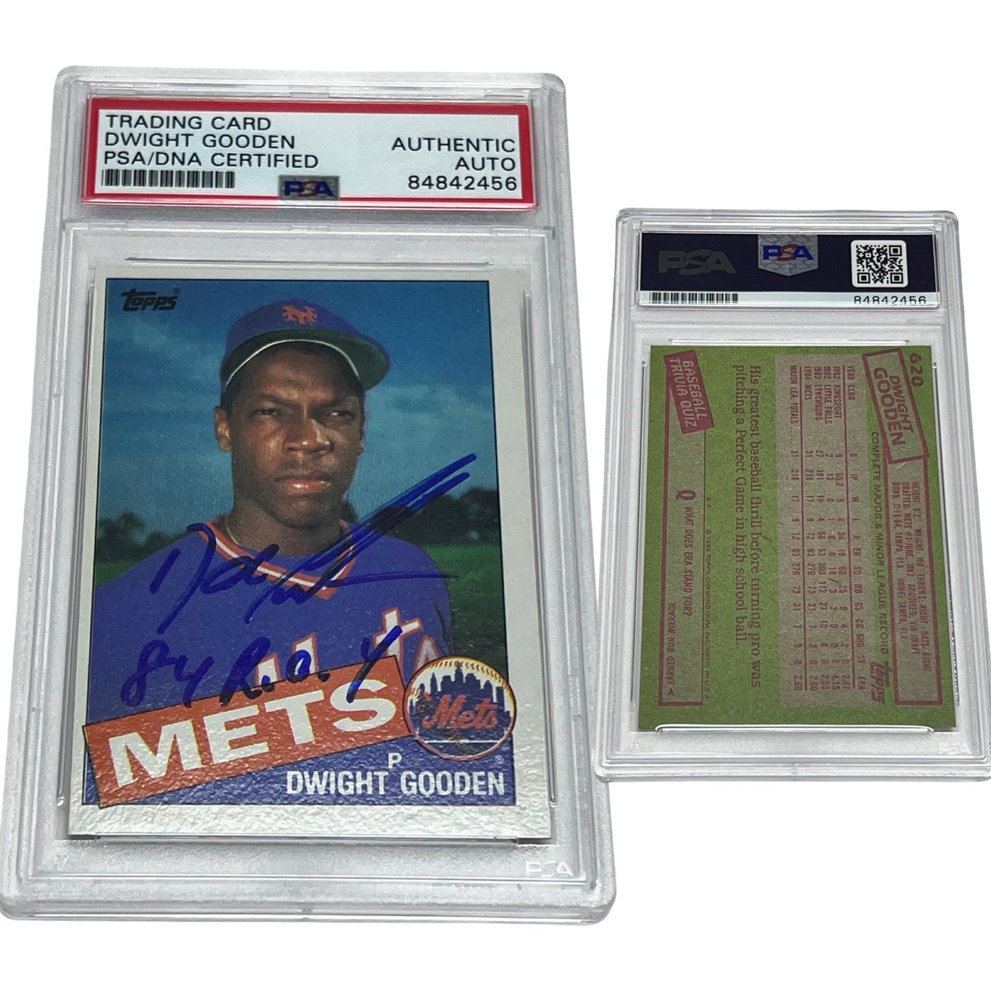 1985 Doc Gooden Topps #620 Autographed “84 ROY” Inscription PSA Auto Authentic