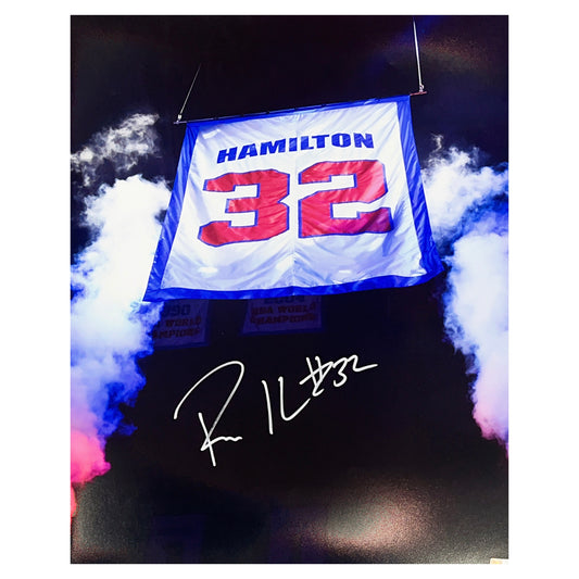 Rip Hamilton Autographed Detroit Pistons Number Retirement 16x20 Steiner CX
