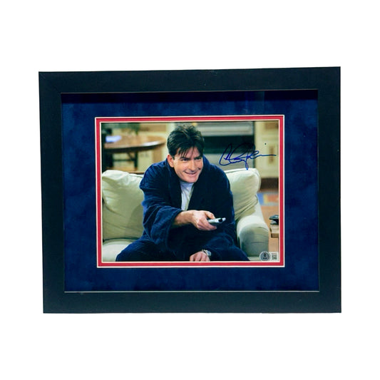 Charlie Sheen Autographed Framed 2 and a Half Men 8x10 Beckett BAS