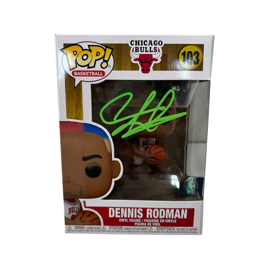 Dennis Rodman Autographed Chicago Bulls Funko Pop Green Ink Beckett