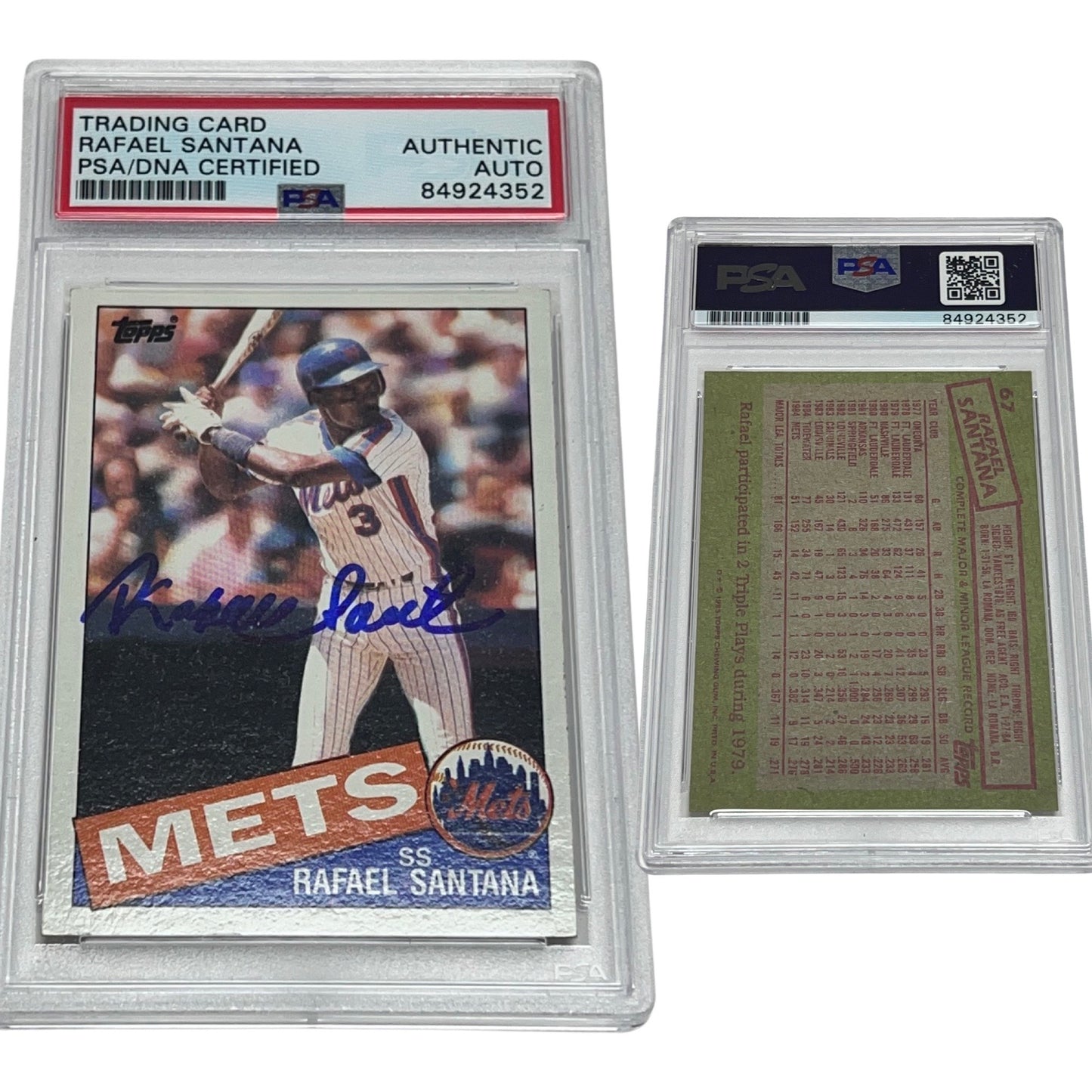 1985 Rafael Santana Topps #67 Autographed PSA Auto Authentic
