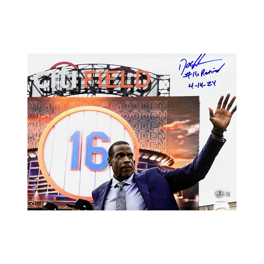 Doc Gooden Autographed New York Mets Number Retirement 11x14 “#16 Retired 4-14-24” Inscription Beckett