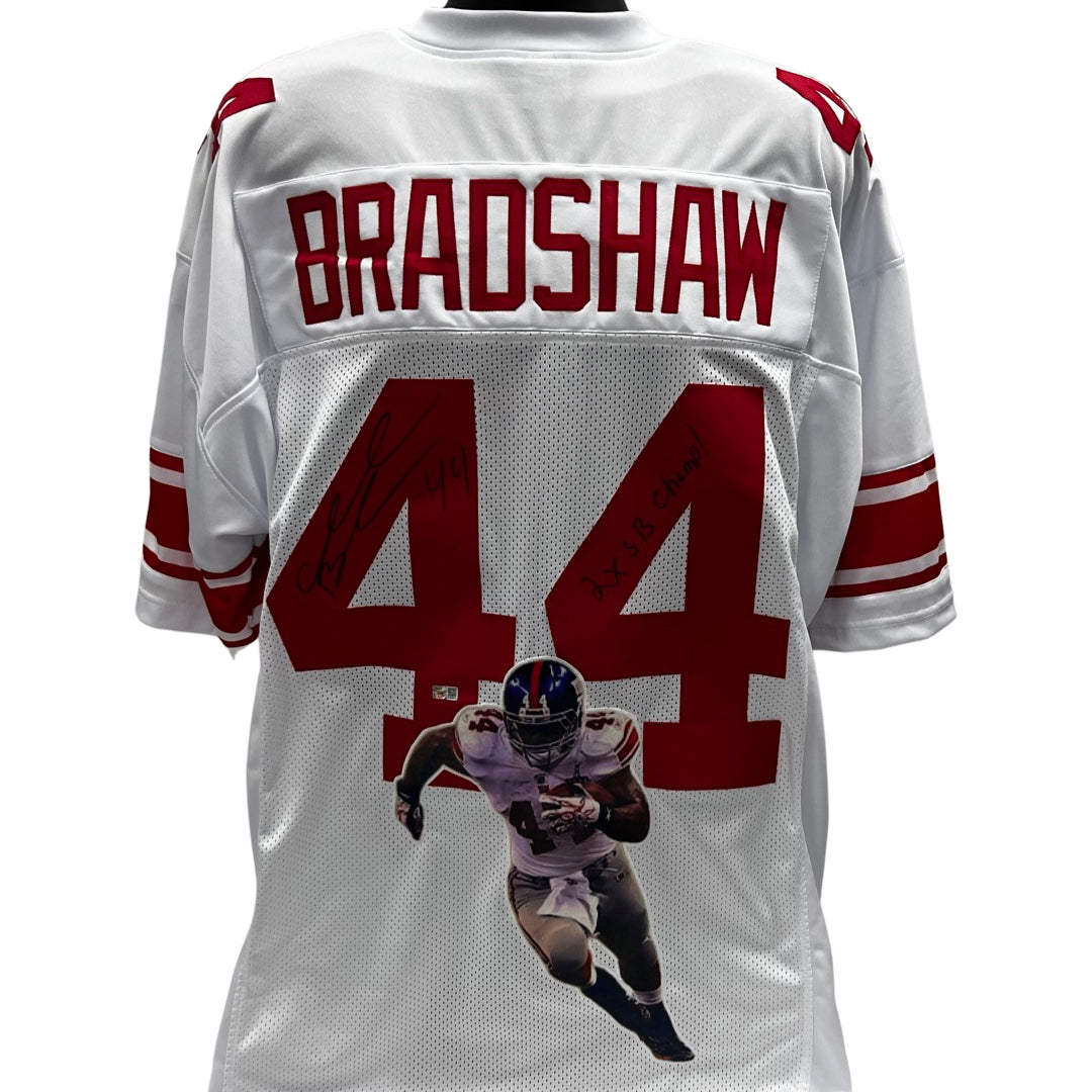 Ahmad Bradshaw Autographed New York Giants White Art Jersey “2x SB Champ!” Inscription Steiner CX