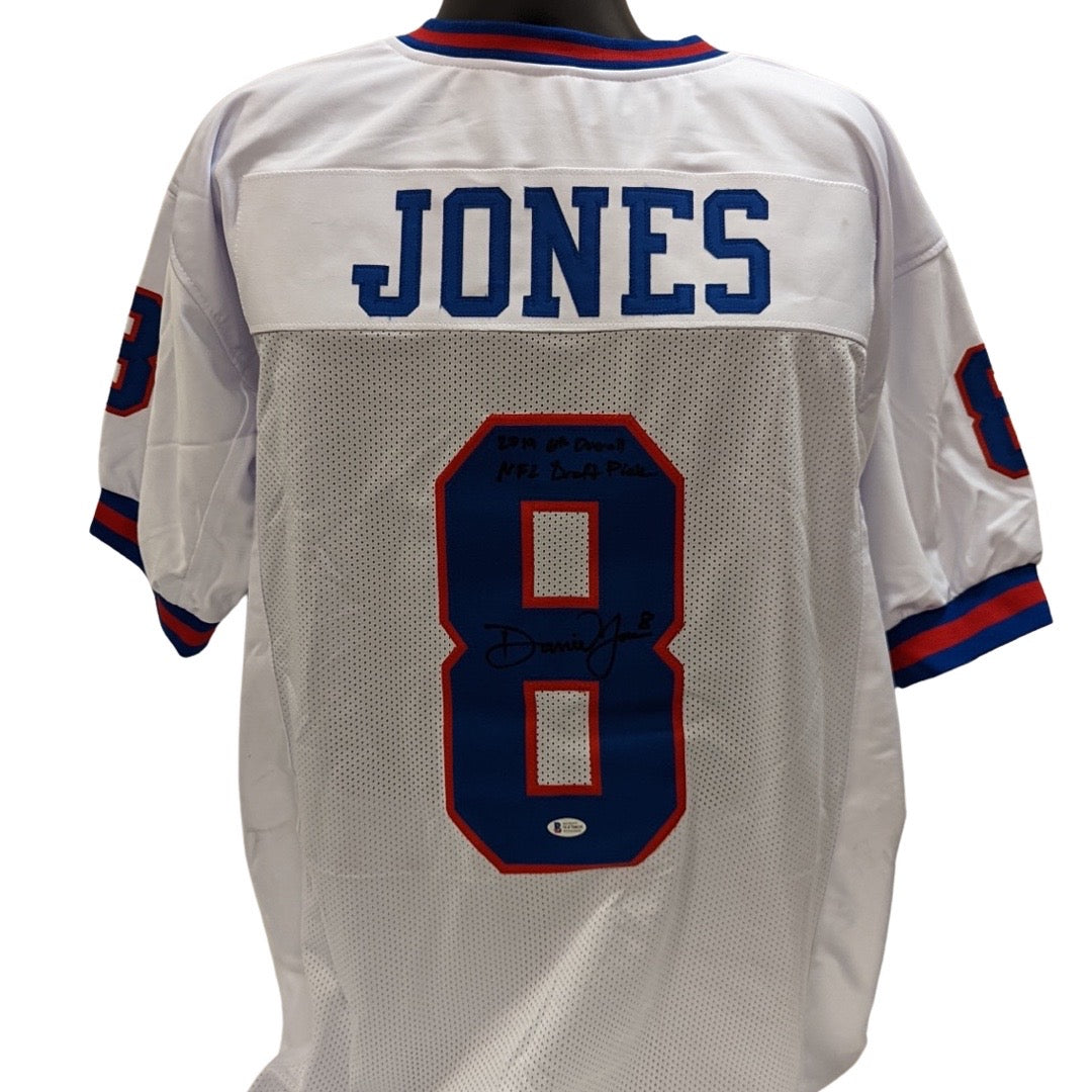Daniel Jones Autographed New York Giants Color Rush Jersey “2019 6th Overall Draft Pick” Inscription Beckett