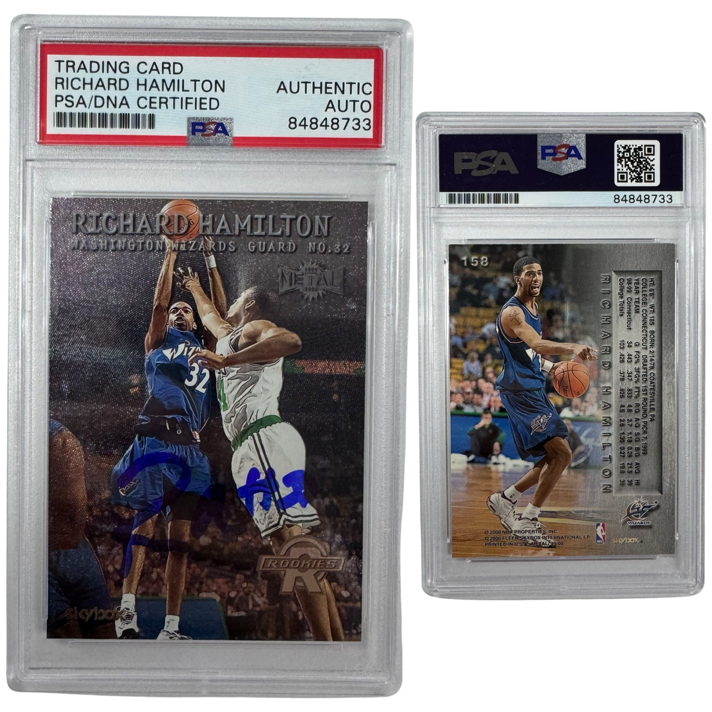 1999-00 Richard Hamilton Autographed Skybox Metal Rookie #158 PSA Auto Authentic