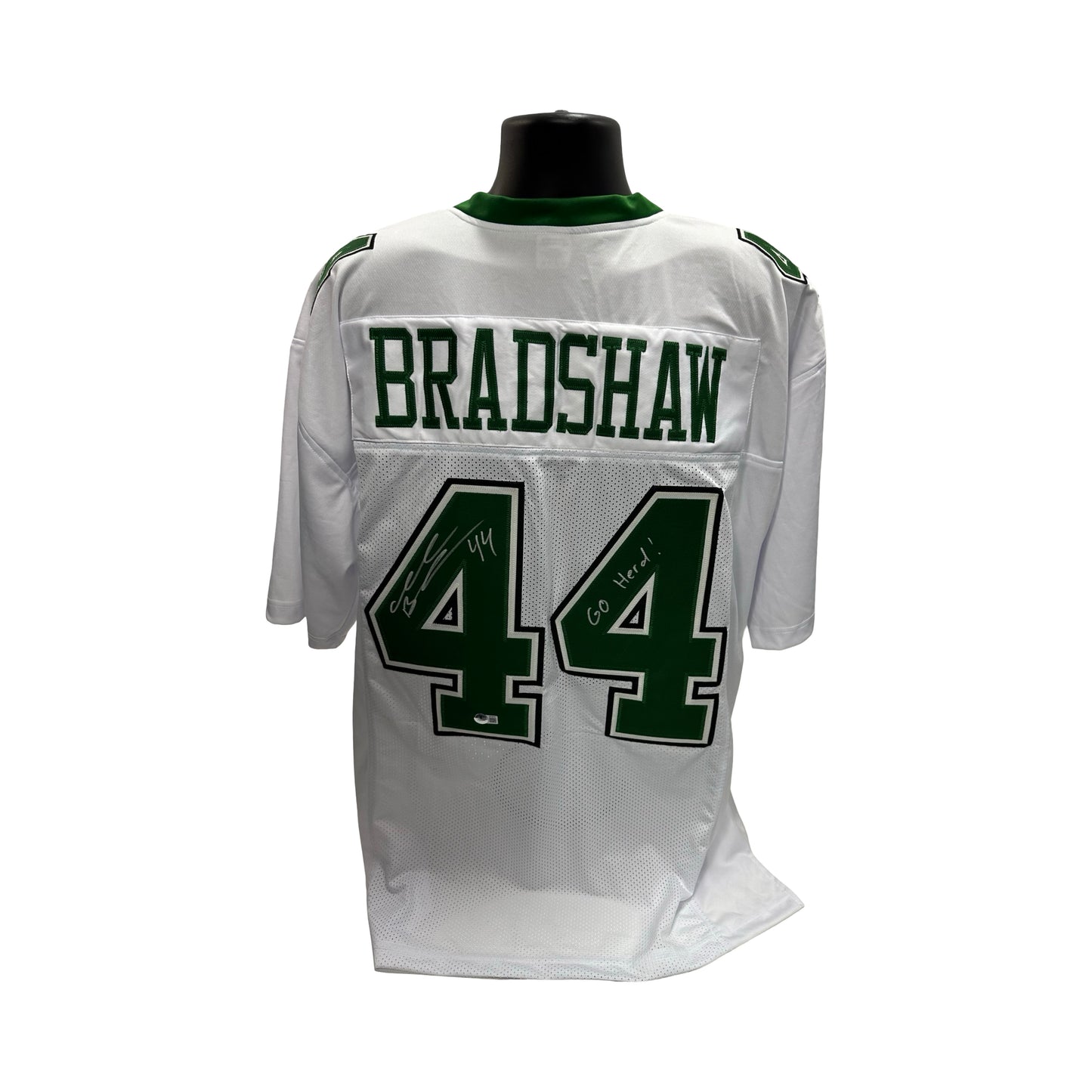 Ahmad Bradshaw Autographed Marshall Thundering Herd White Jersey “Go Herd!” Inscription Beckett BAS