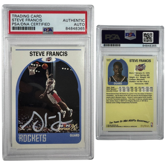 1999-00 Steve Francis Autographed NBA Hoops Skybox Rookie #117 PSA Auto Authentic