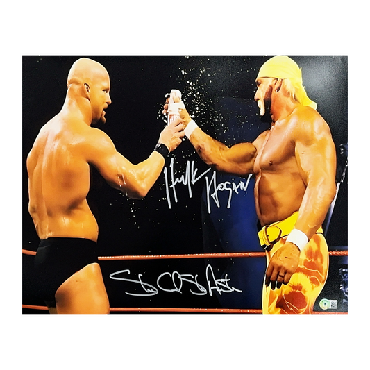 Hulk Hogan & Stone Cold Steve Austin Autographed WWE 16x20 Beckett