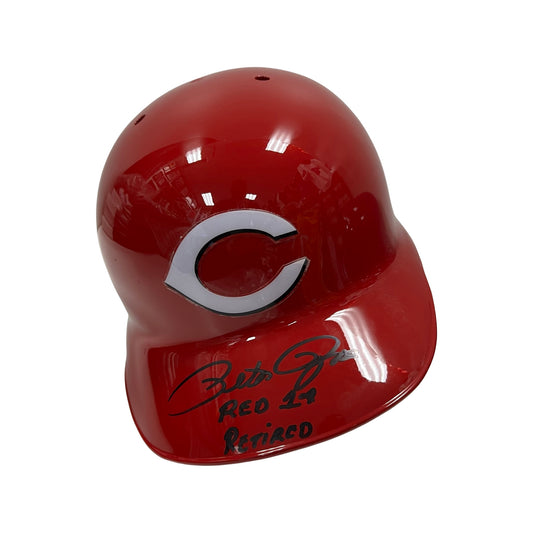 Pete Rose Autographed Cincinnati Reds Batting Helmet “Reds #14 Retired” Inscription Steiner CX