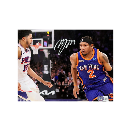 Miles “Deuce” McBride Autographed New York Knicks Playoffs vs Tobias Harris 8x10 Beckett