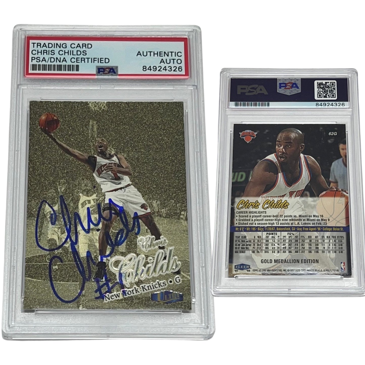 1997-98 Chris Childs Fleer Ultra Gold Medallion #62G Autographed PSA Auto Authentic